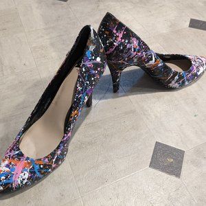 Hand painted paint splatter heels